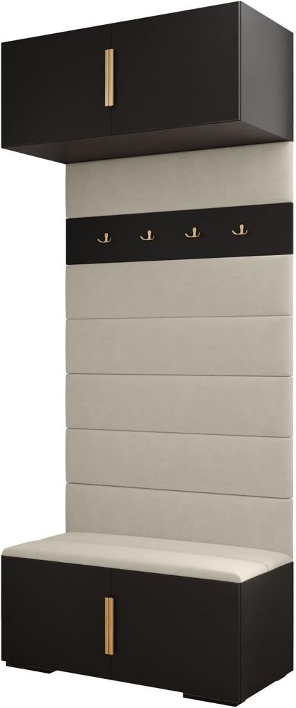MEBLE KRYSPOL Inova 1 Flurmöbel-Set, 236,7x100x47cm - Schwarz, Gold, Manila 02