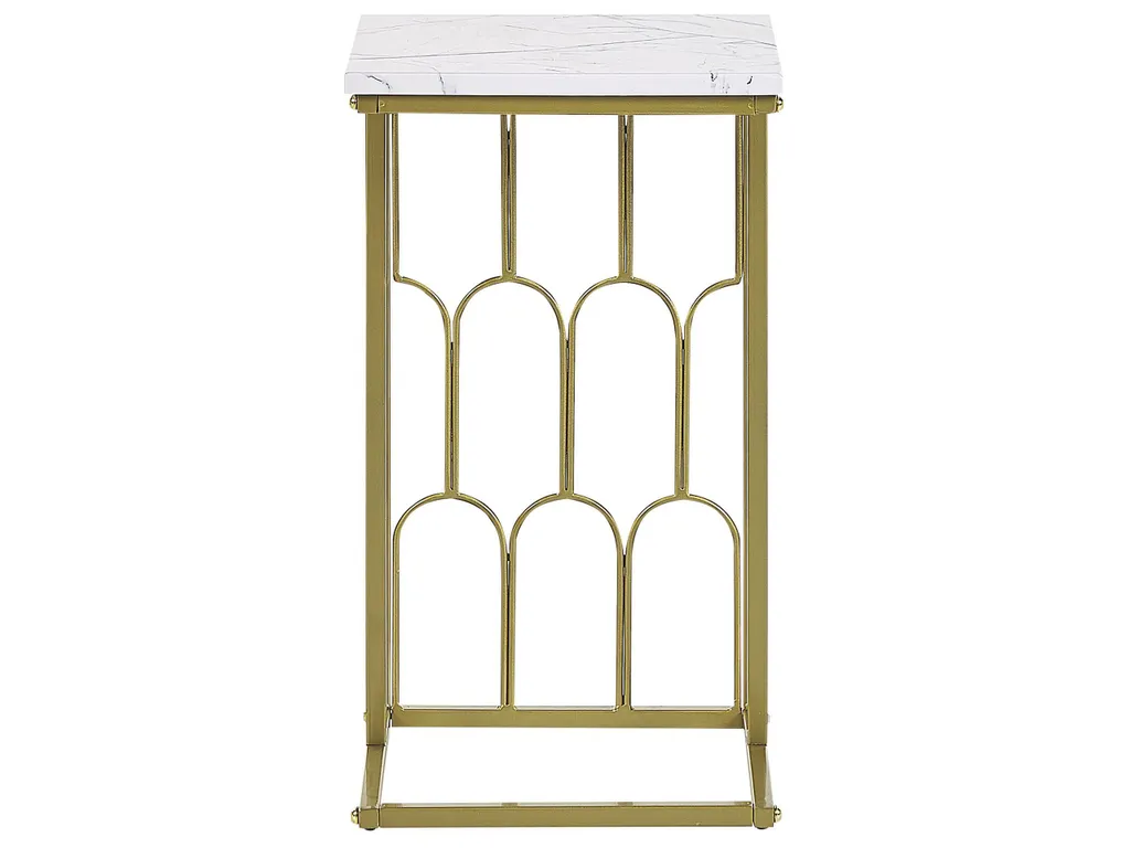 Table basse effet marbre et métal doré base graphique pour déco luxe - 4