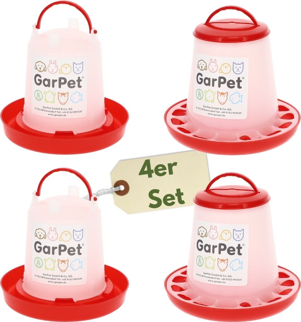 4 Stück Hühnertränke & Futterautomaten Set für Geflügel Produktbild 