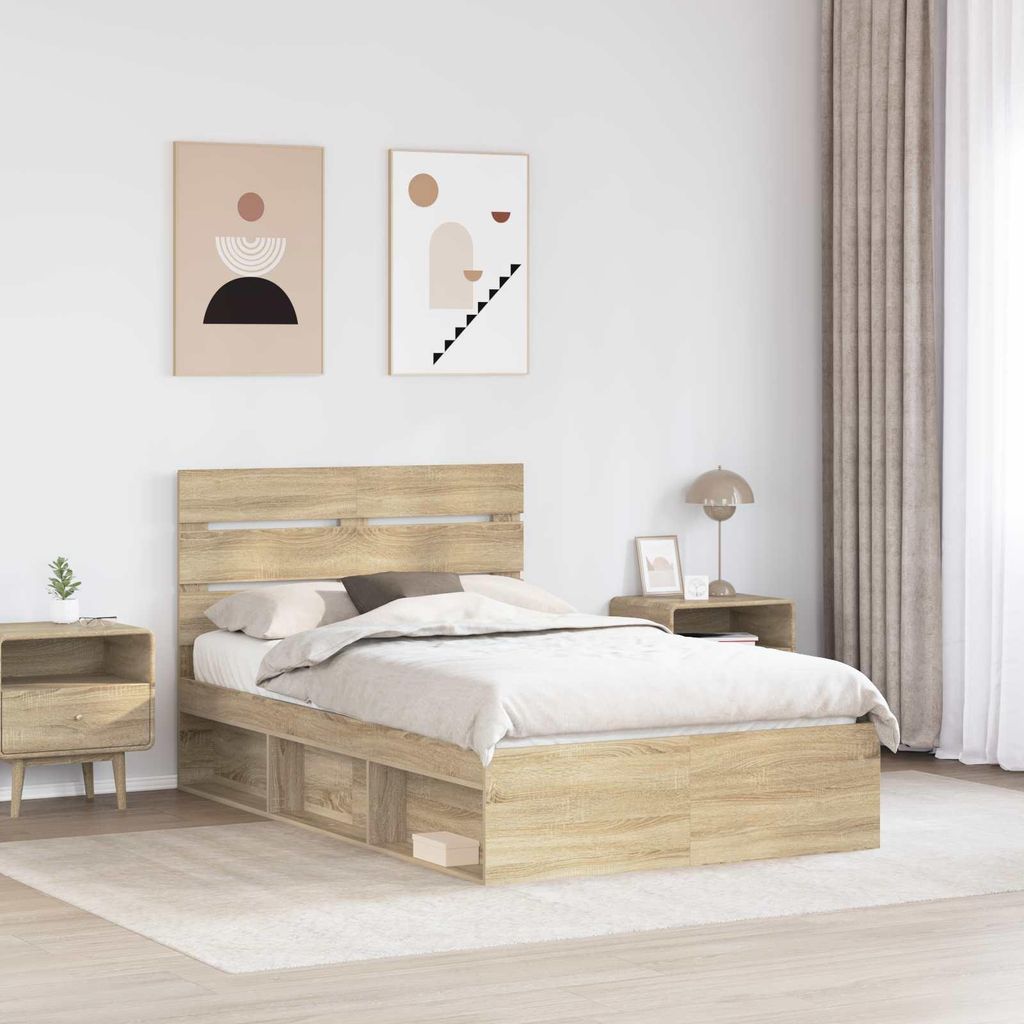 (Design 2026) Bettrahmen Sonoma 120 x 200cm Massives Kiefernholz - HOMMIE 782549 - Klassische BettenJugendbett Tagesbett