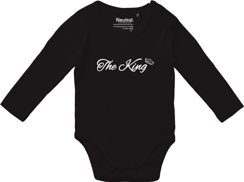Huuraa Baby Body The King Krone 80 Black Baumwolle Fairtrade Langarmbody Geschenkidee