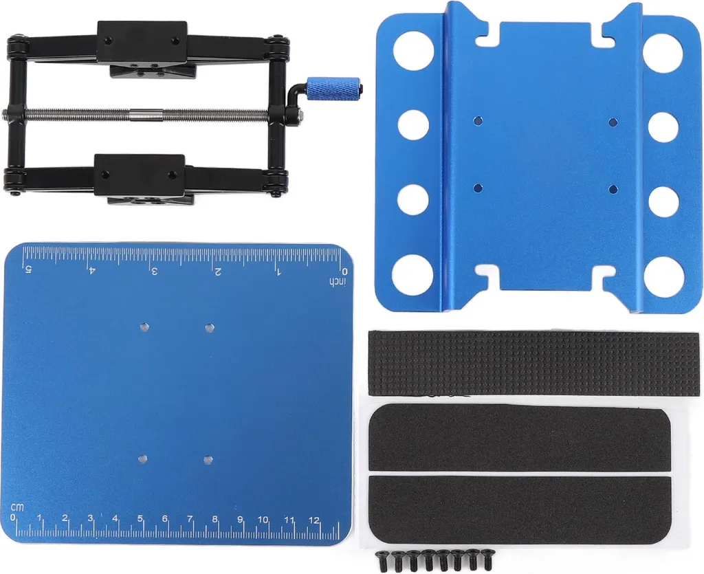 Station de Travail RC Rotative en Métal Bleu avec Plateau Antidérapant