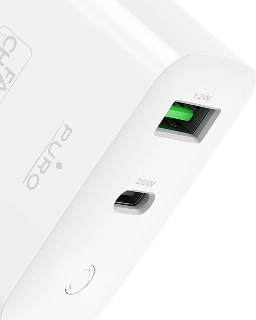 Chargeur rapide pour iPhone et Android 32W USB-C USB-A Puro Blanc - 4