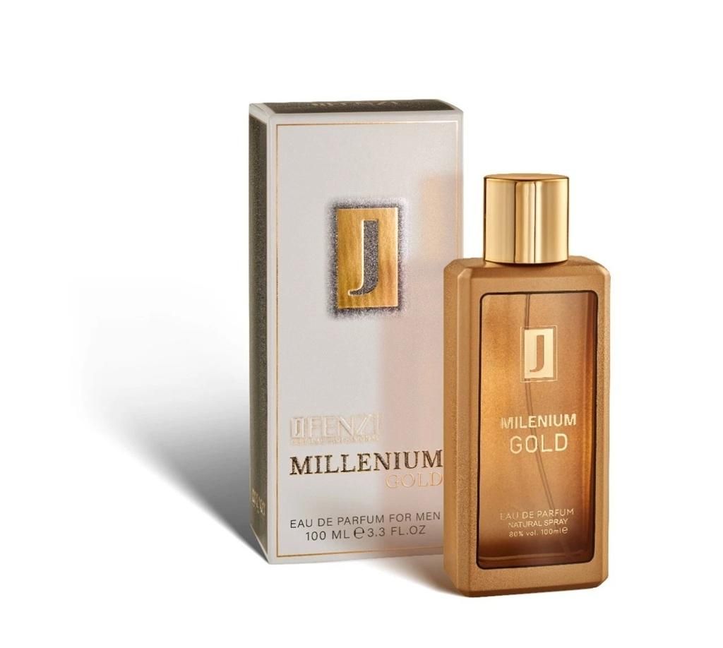 JFenzi Millenium Gold Men Eau de Parfum Herren 100 ml – Holzig Würziger Duft mit Mandarine, Sandelholz & Zedernholz