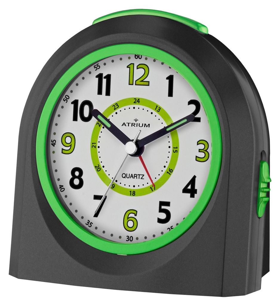 ATRIUM Wecker Analog Quarz schwarz A921-7 ohne Ticken mit Produktbild 