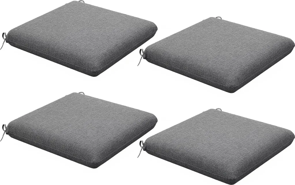 Outsunny Lot de 4 Coussins de Chaise Gris 47x47 cm Rembourrage Épais