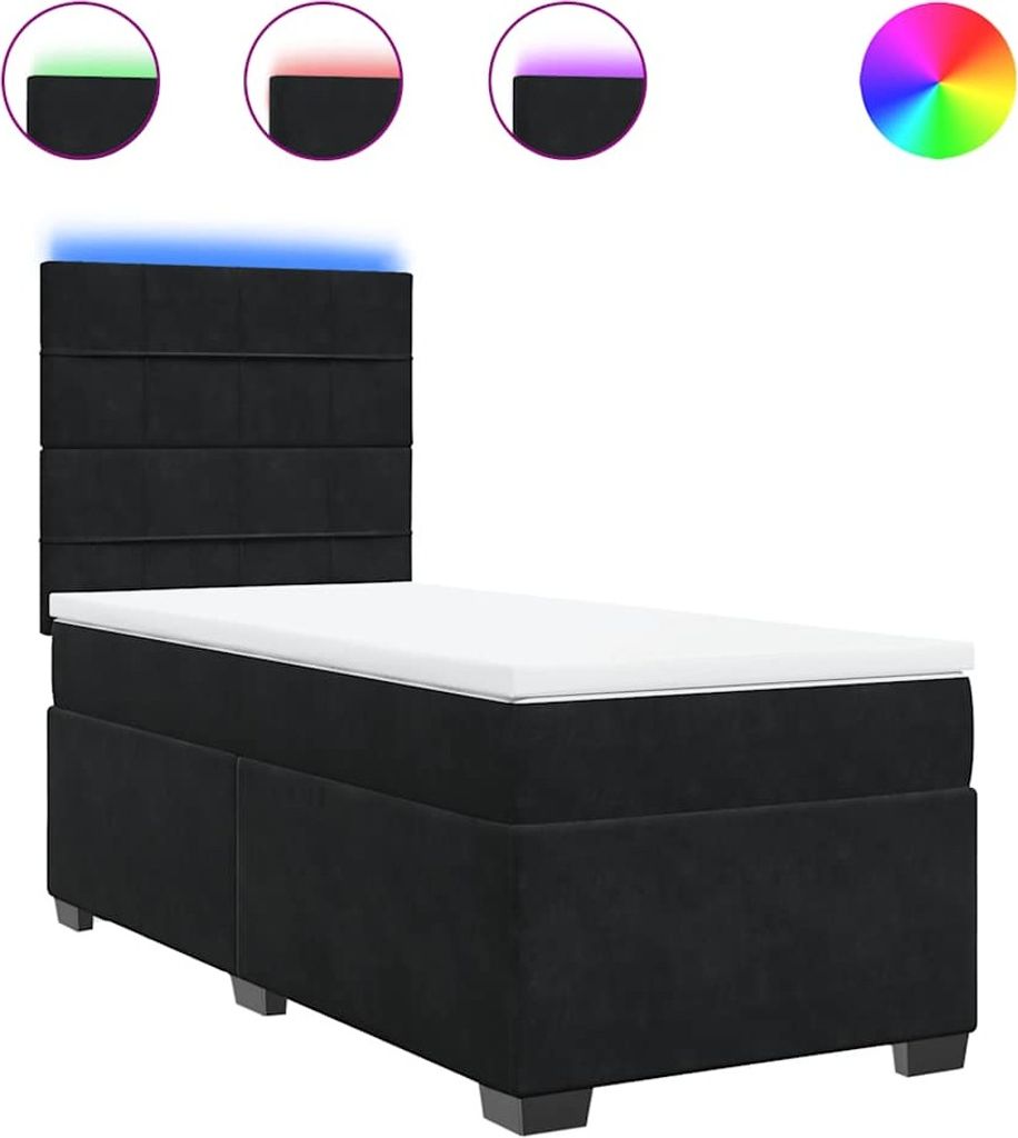 vidaXL Boxspringbett mit Matratze Schwarz 80x200 cm Samt