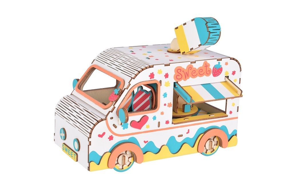 Woodcraft 3D-Eiswagen aus Holz