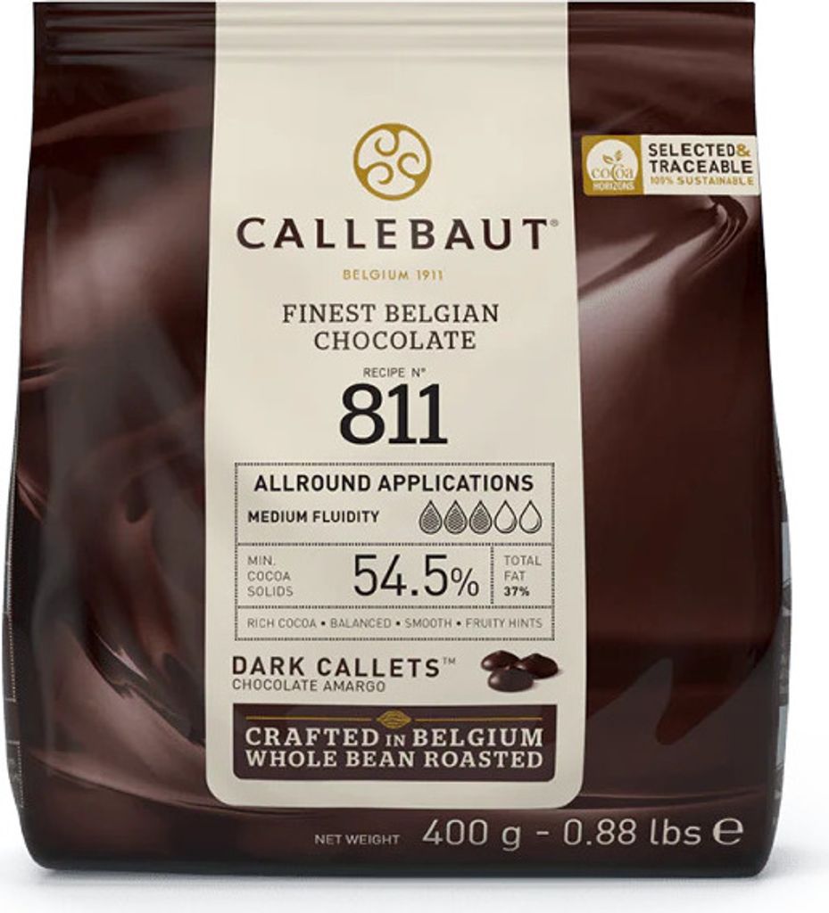 Barry Callebaut Receipe No. 811 Kuvertüre Callets, Zartbitterschokolade, 54,5% Kakao, 7 x 400g