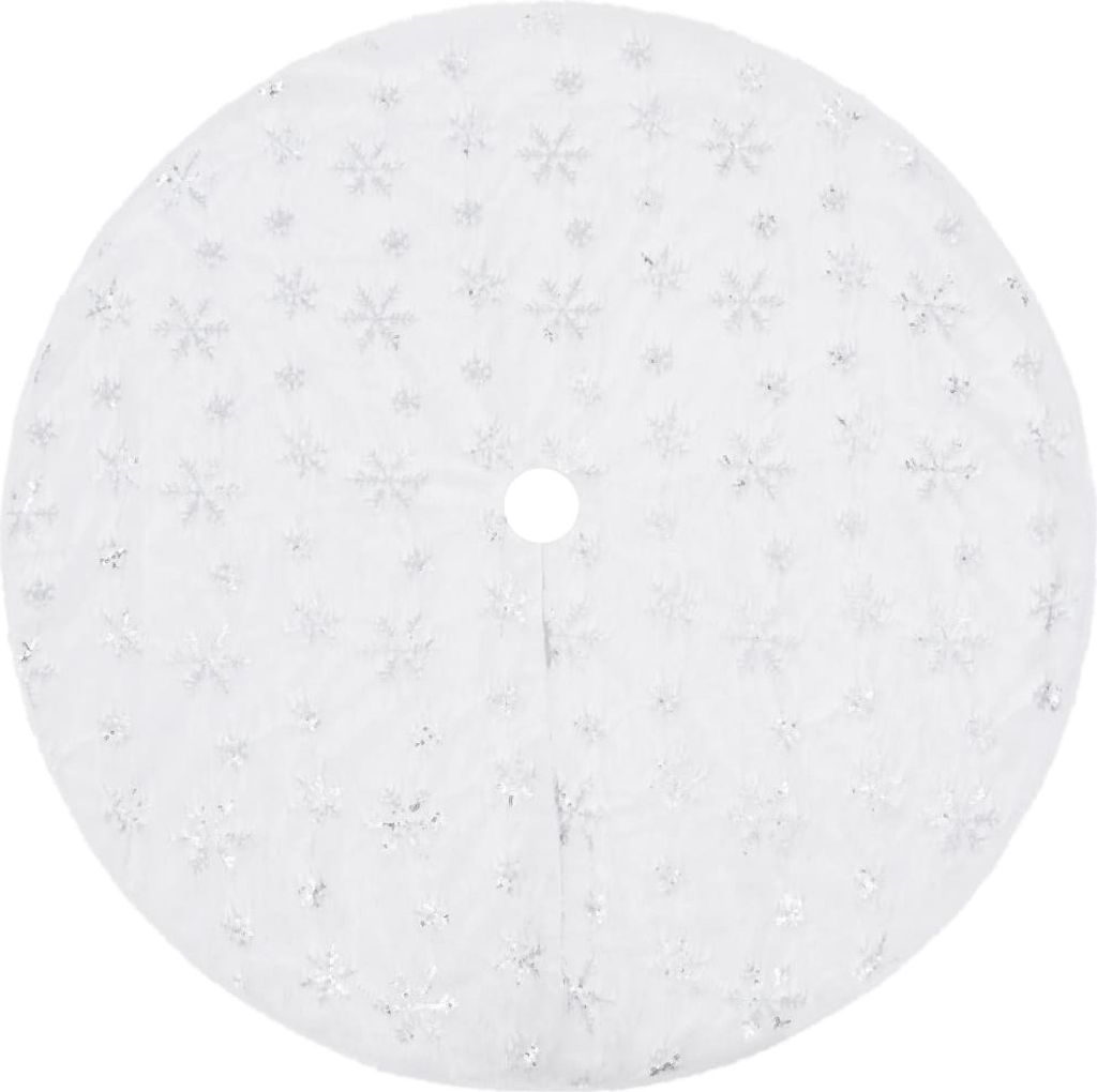 vidaXL Couverture de luxe pour arbre de Noël Blanc 122 cm Image du produit 