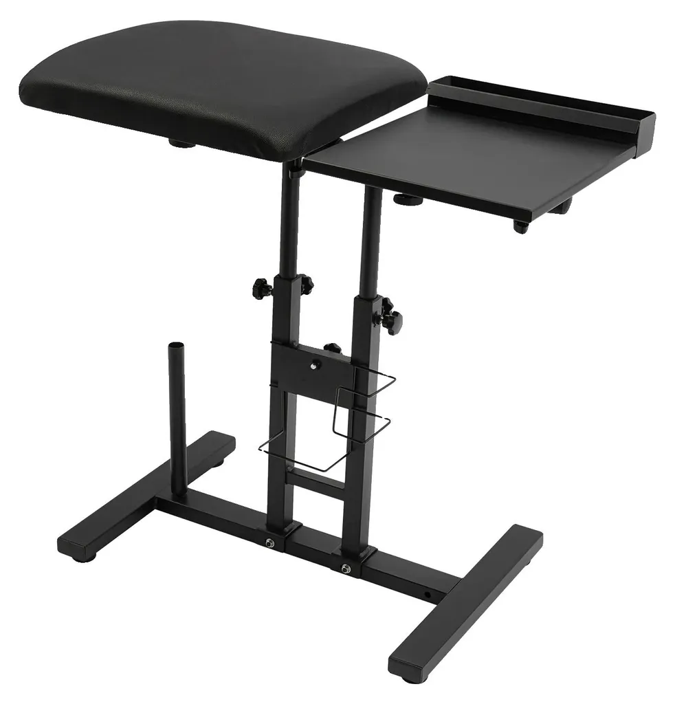 Poste de travail tatoueur avec plateau réglable et rangement compact noir