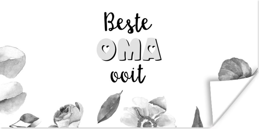 MuchoWow Poster Sprüche - Zitate Beste Oma aller Zeiten - Blumen - Muttertagsgeschenk - Oma - schwarz-weiß 80x40 cm - Wanddeko