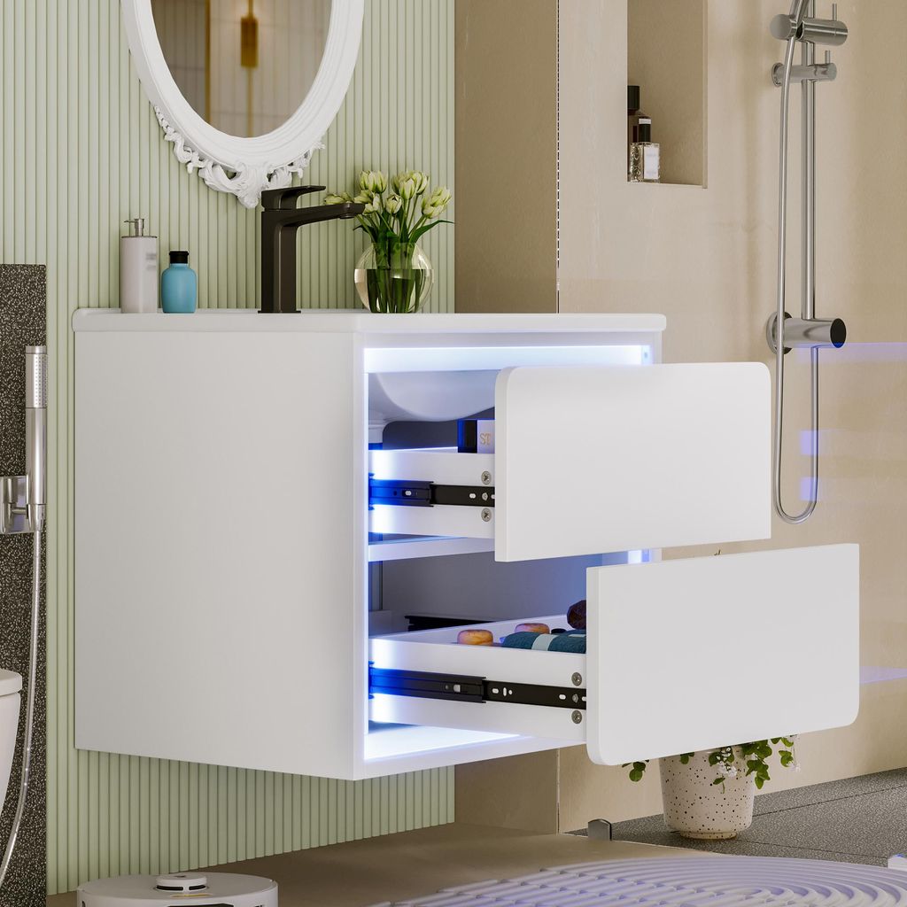 Mobiletto Merax, sensore radar LED, 2 cassetti, mobile Immagine del prodotto 