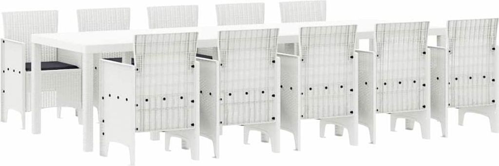 vidaXL Garten Essgruppe 11 pcs Weiß Poly Rattan und Aluminium
