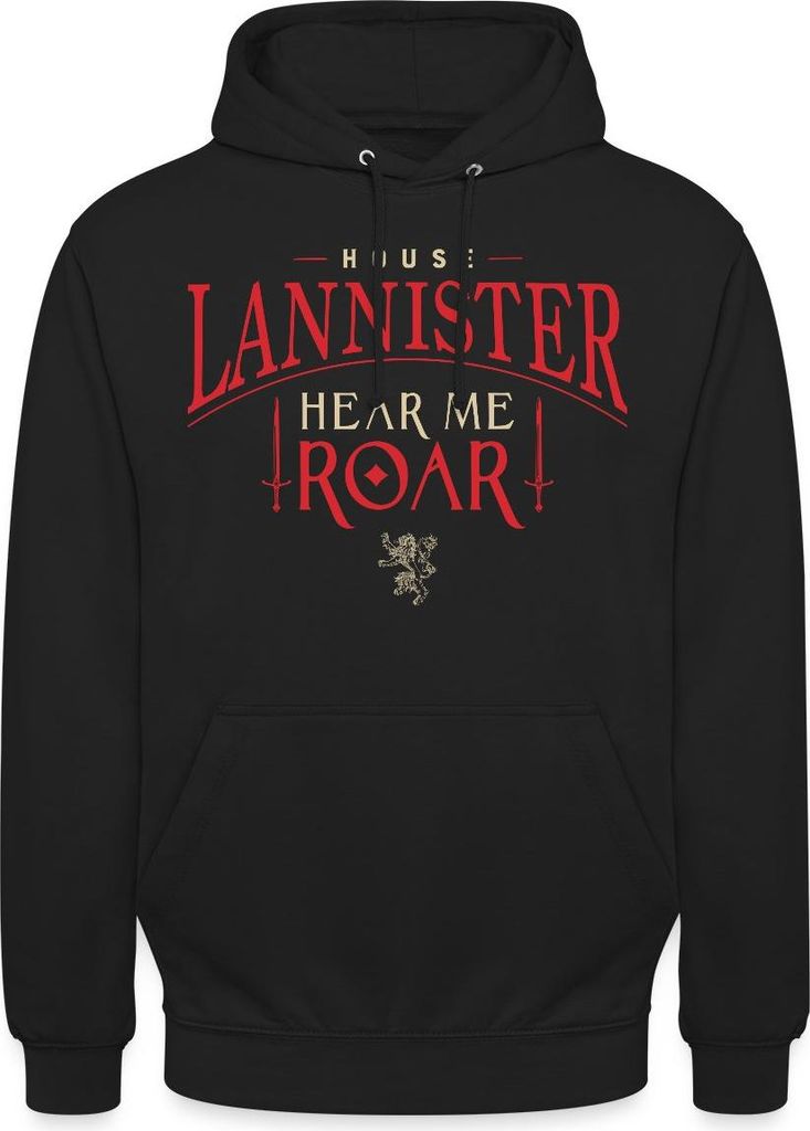 Spreadshirt Game Of Thrones Haus Lannister Hear Me Roar Uni Hoodie, 3XL, Schwarz