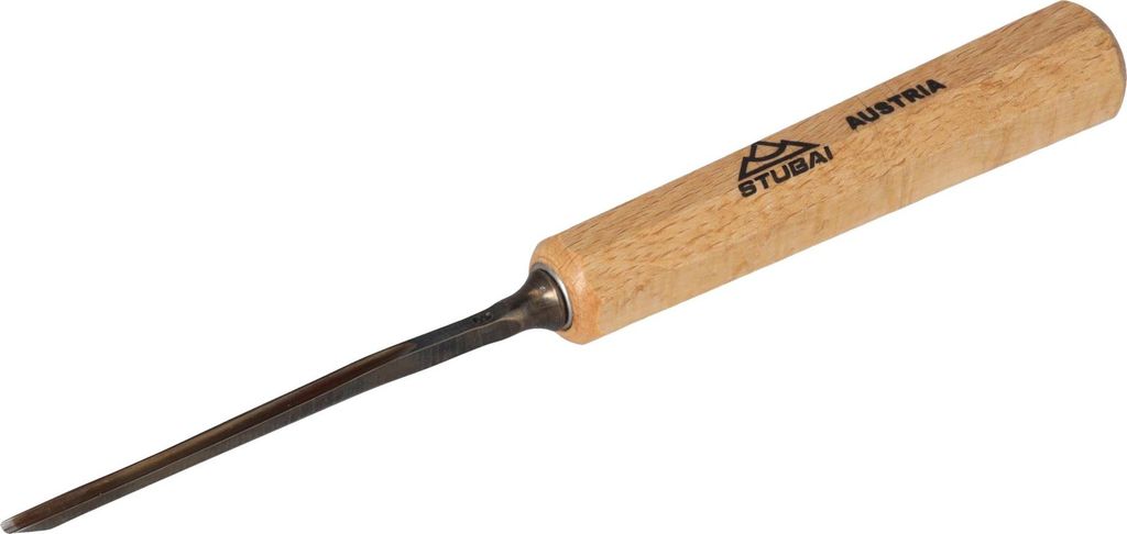 STUBAI Stemmeisen Stechbeitel Serie 52 - Form 8 | Gerades Hohleisen 2 mm, mit Holzgriff, für Figurenarbeiten, Kerb- und Reliefschnitzarbeiten, zur...