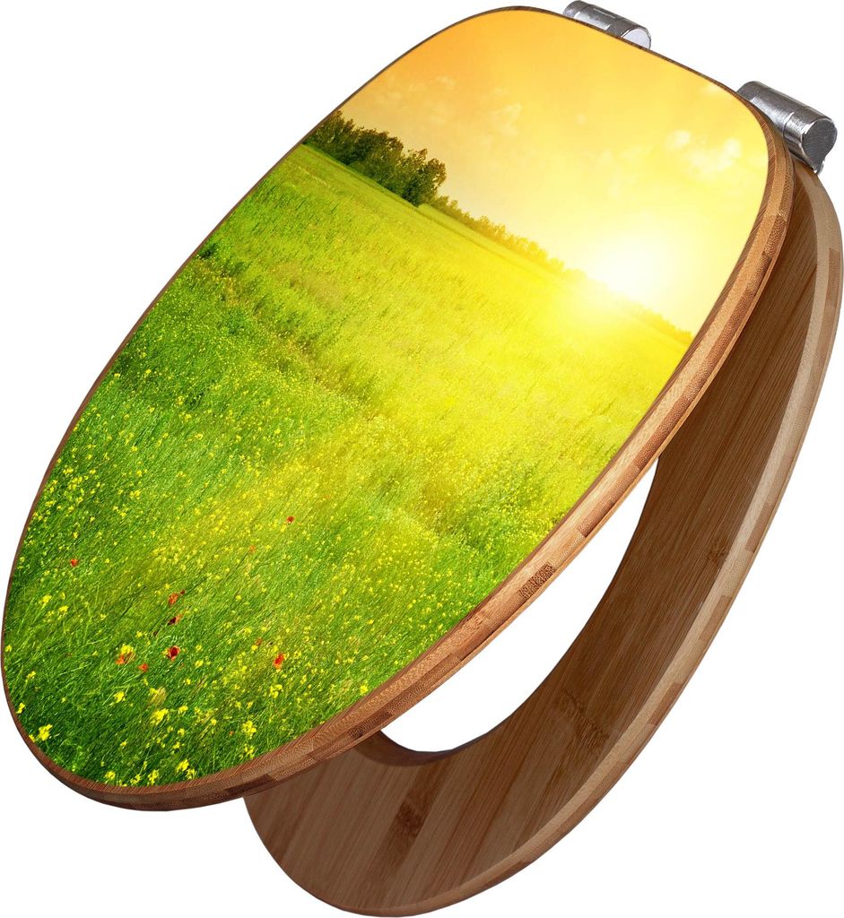 banjado Design WC Sitz Bambus Absenkautomatik -Guten Morgen 2 - Toilettendeckel mit Absenkautomatik Holz/hochwertiger Bambus Klodeckel/WC-Sitz für...
