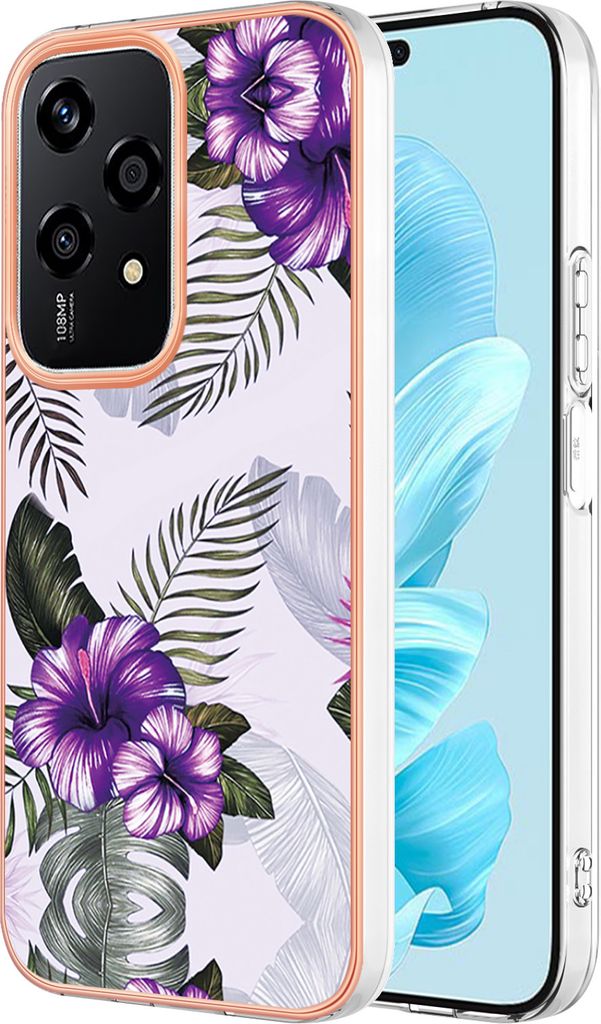 Hülle für Honor 200 Lite Muster TPU Silikon Stoßdämpfer Bumper Schutzhülle Lila