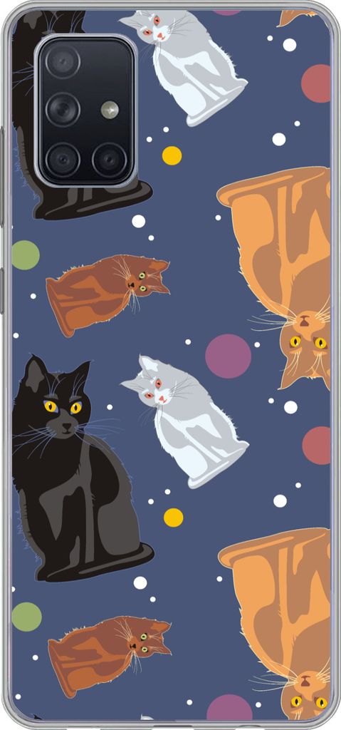 MuchoWow Handyhülle Schutzhülle Hülle für Telefoonhoesje Samsung Galaxy A51 Muster - Katze - Weltraum - Jungen - Mädchen - Kinder - Kinder S...