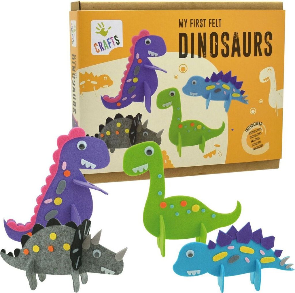Dinosaurier Bastel-Set aus Filz mit Wackelaugen 4 Stück für Kinder