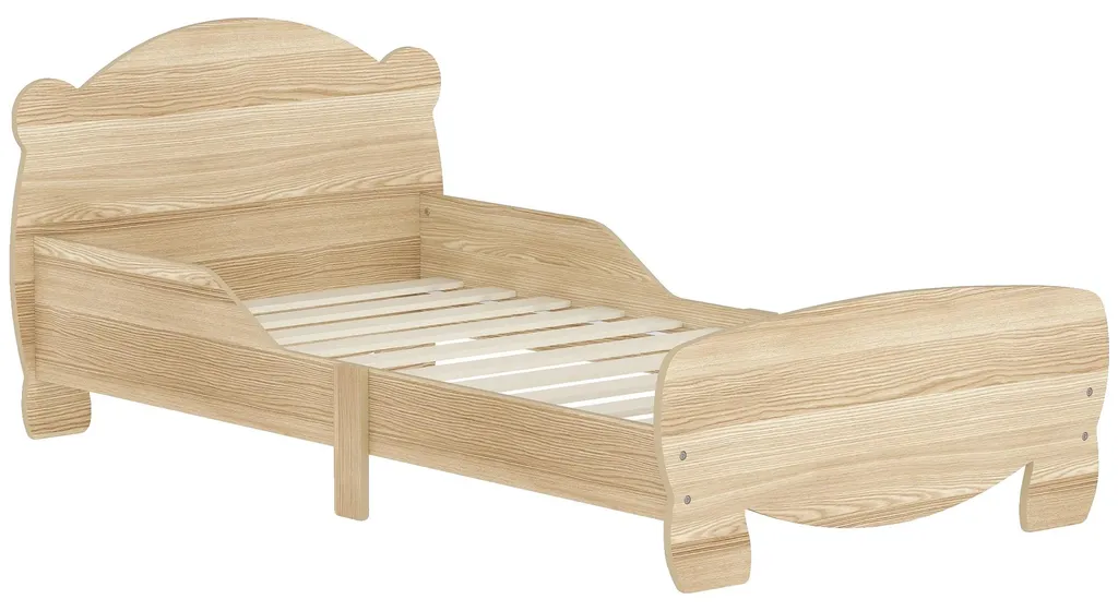Petit lit enfant sécurisé marron clair 143cm - Design moderne épuré