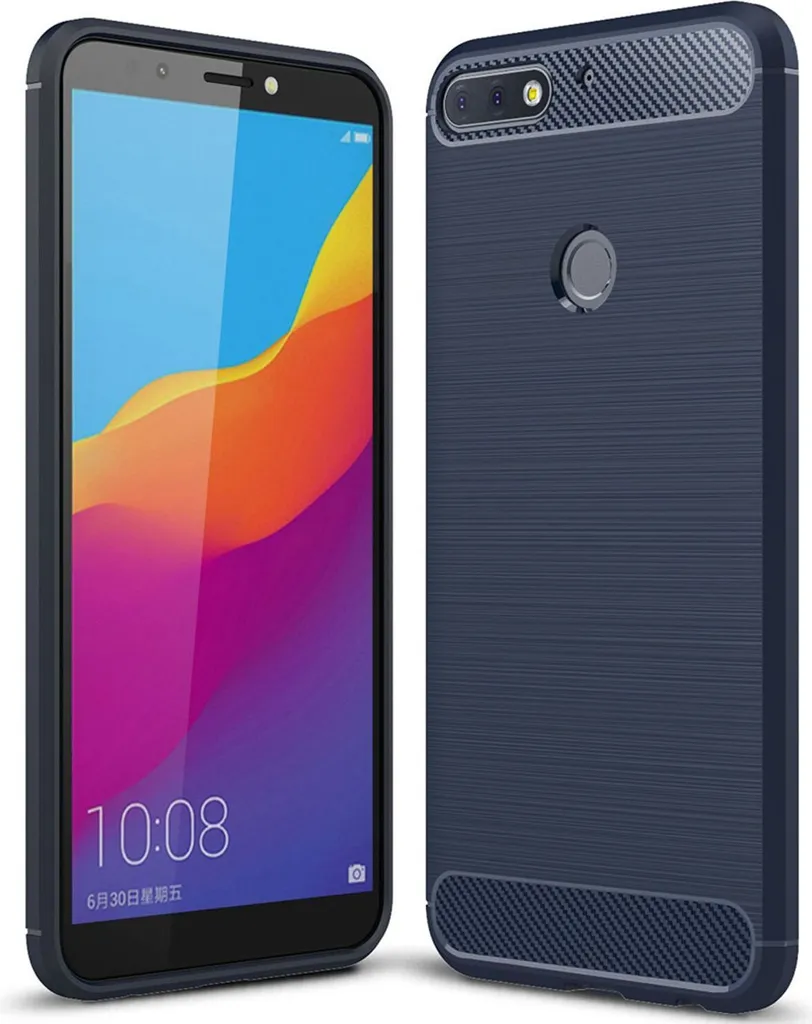 NALIA Custodia Huawei Y7 2018 Silicone Blu Scuro - Cover Sottile TPU