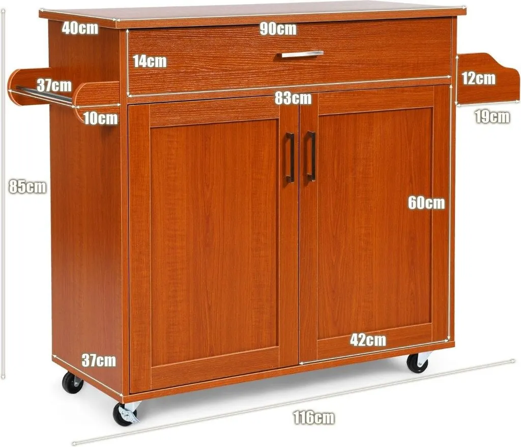 Ilot central de cuisine mobile avec rangement épices et plateau bois - 3