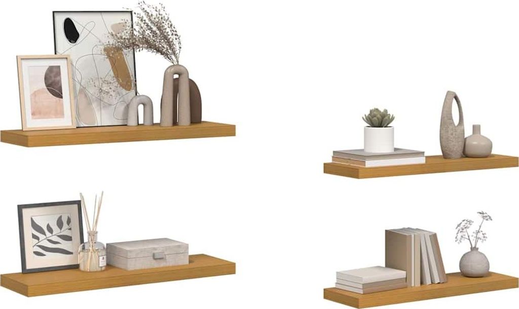 "Winter Sale" Wandregal 4 pcs - Montage erforderlich - Beige 80 x 23,5 x 4cm Holzwerkstoff - clorisNeu138271 - Wandregale