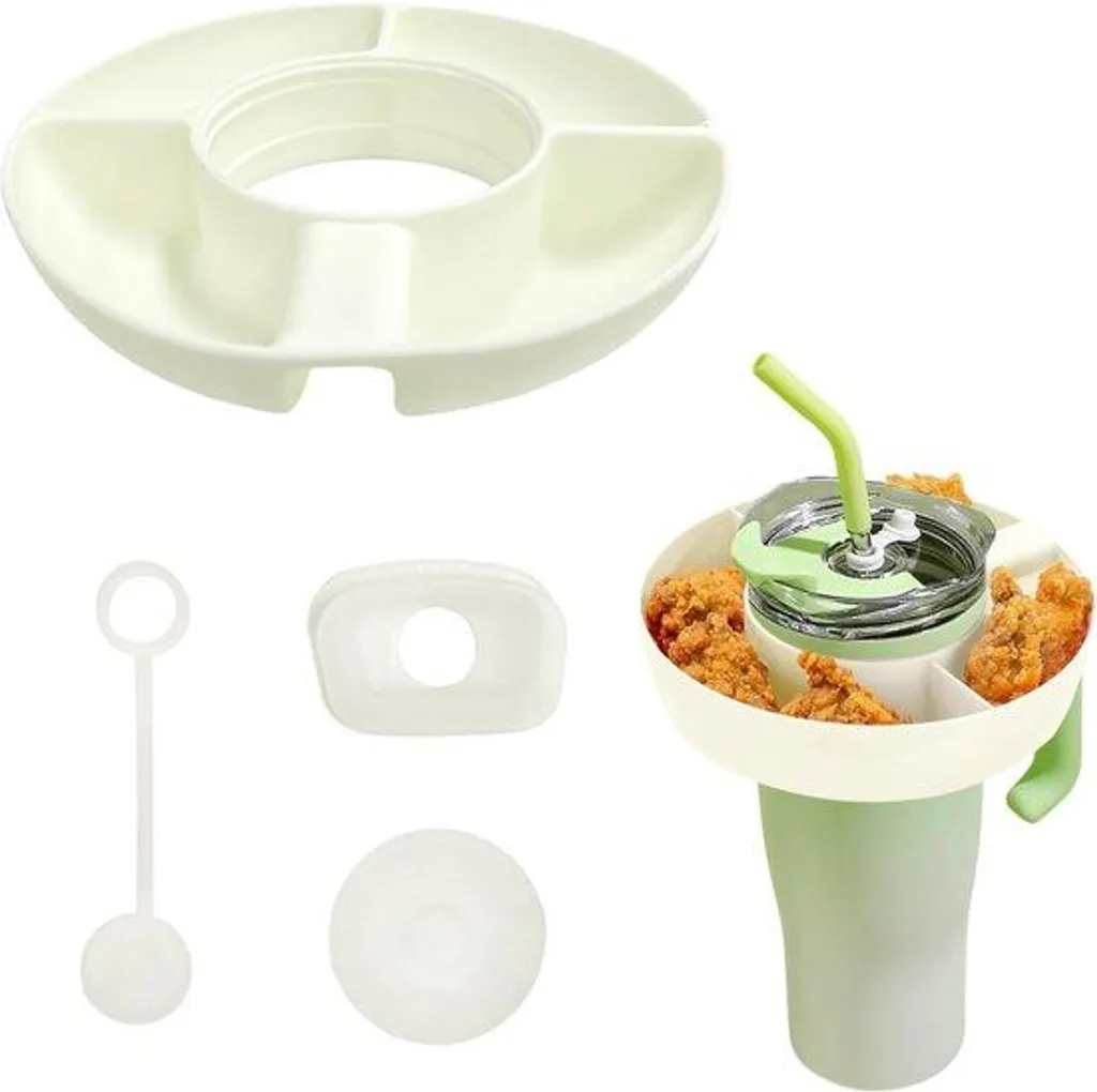 Plateau snack silicone crème sans BPA, 3 pièces incassables et lavables
