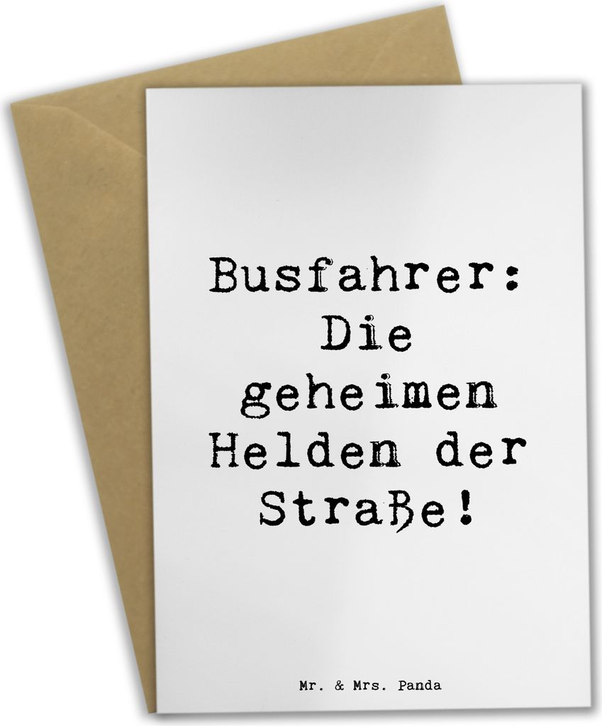 Mr. & Mrs. Panda babykarte Spruch Busfahrer Helden - Weiß - Produktbild 