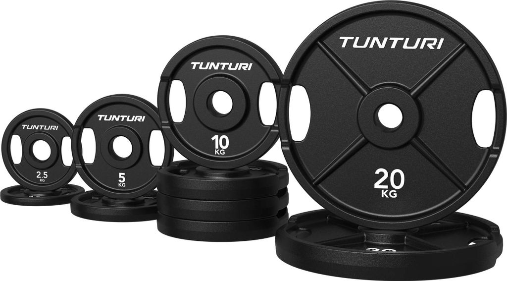 Tunturi Platinum Gusseisen Gewichtsscheiben – Bumper Plates – 95 kg – Set