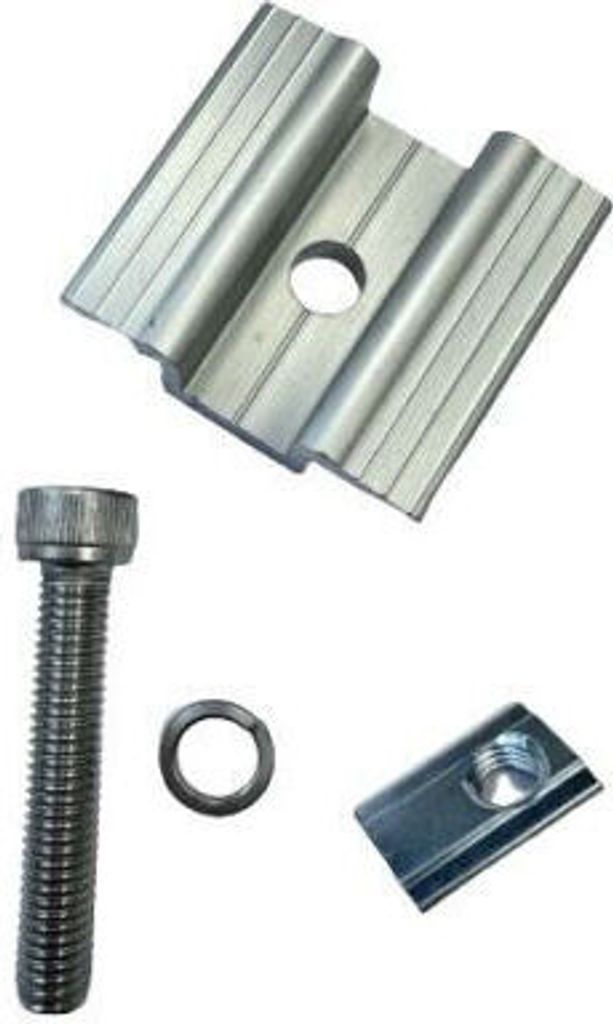 2x Mittelklemme 30 mm Alu silber eloxiert M8 Zylinderkopfschraube und Nutenstein
