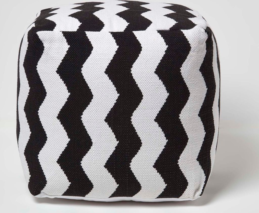 HOMESCAPES Designer Hocker Pouf Würfel Chevron - S