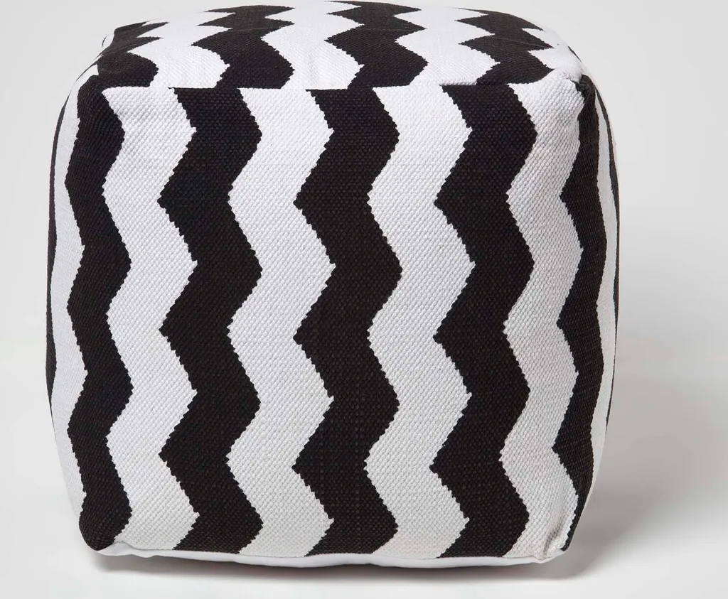 Tabouret Pouf Chevron S Ferme et Moelleux - Repose-pieds Confortable Chic