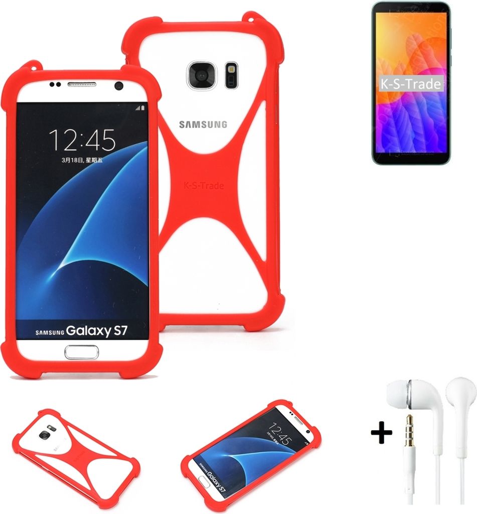 Handy-hülle + Kopfhörer kompatibel mit Huawei Y5p Schutz-hülle Bumper Silikon Schutz Hülle Cover Case Silikoncase Silikonbumper TPU Softcase