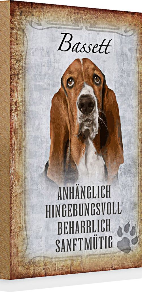Holzschild Spruch 20x30cm Bassett Hund