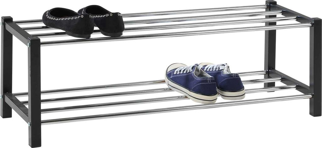 Schuhregal - Schwarz - Metall - B 80 cm - 2 Ablagen Produktbild 3
