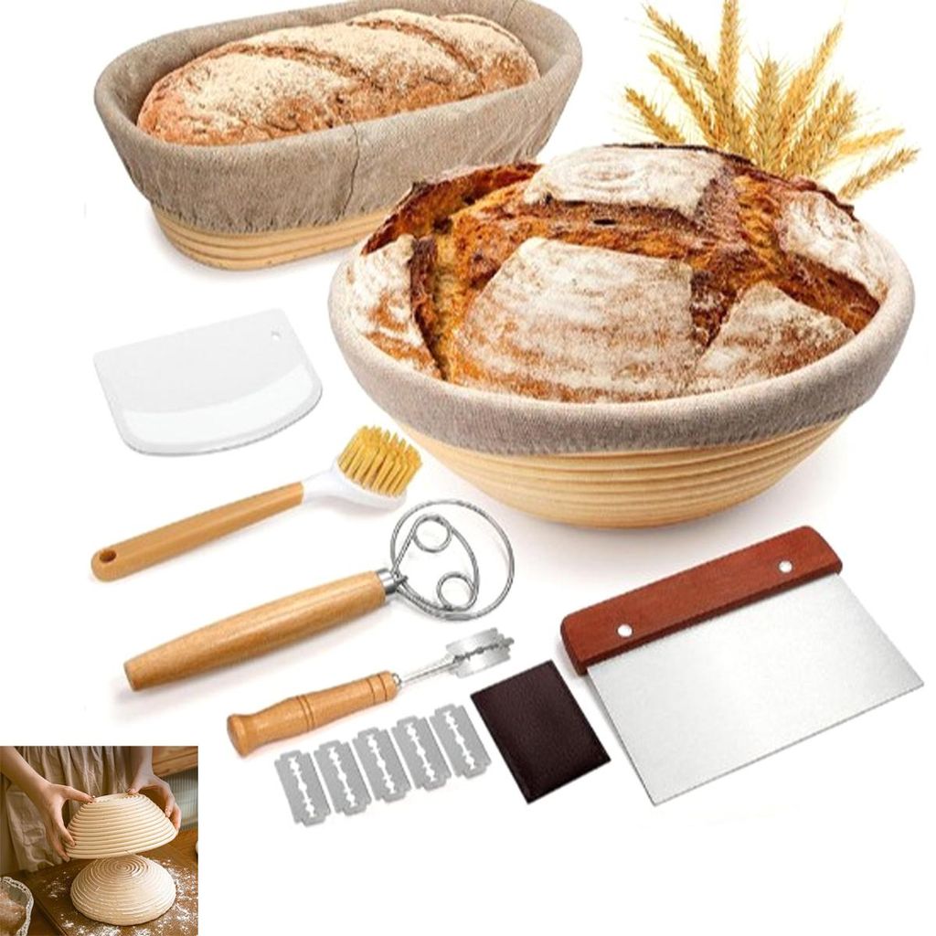 Brot Gärkorb Set, 23cm Rund & 25cm Oval Gärkörbchen aus Produktbild 
