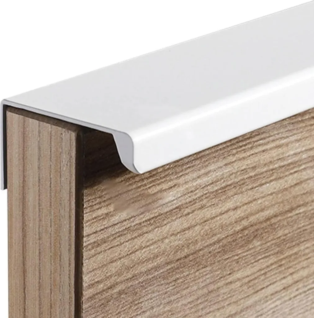 Poignée meuble blanche anti-encombrement en aluminium 96mm - 10 unités