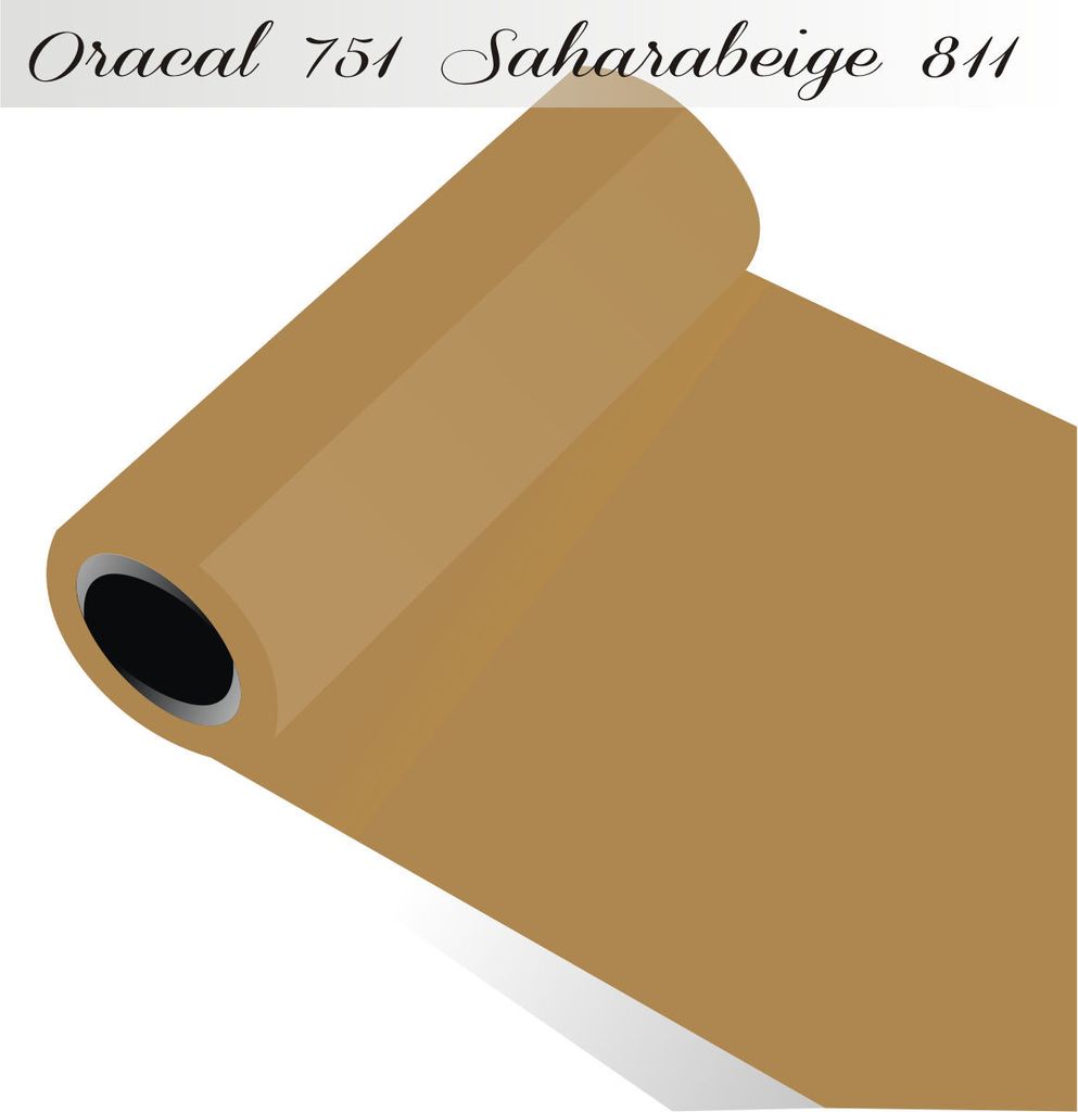 Oracal 751 - Orafol Folie 5m (Laufmeter) freie Farbwahl 118 glänzende Farben - glanz in 4 Größen, 100 cm Folienhöhe saharabeige - 811