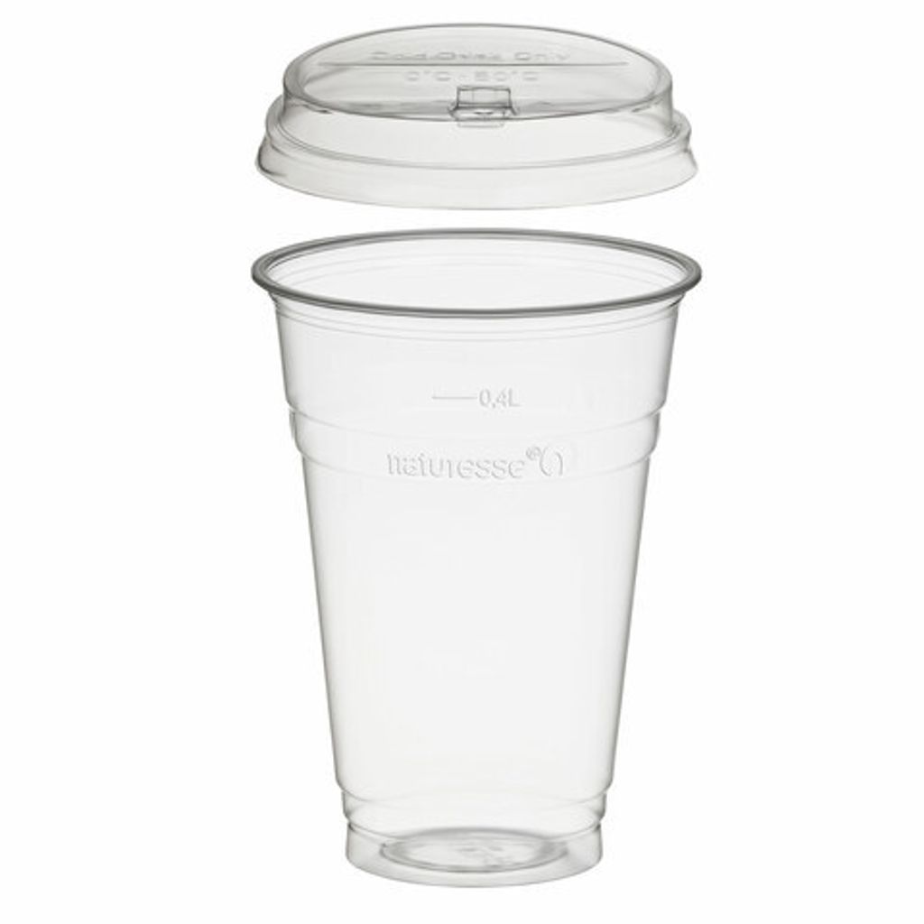100x  Trinkbecher 400ml + Deckel mit Klappöffnung aus Produktbild 