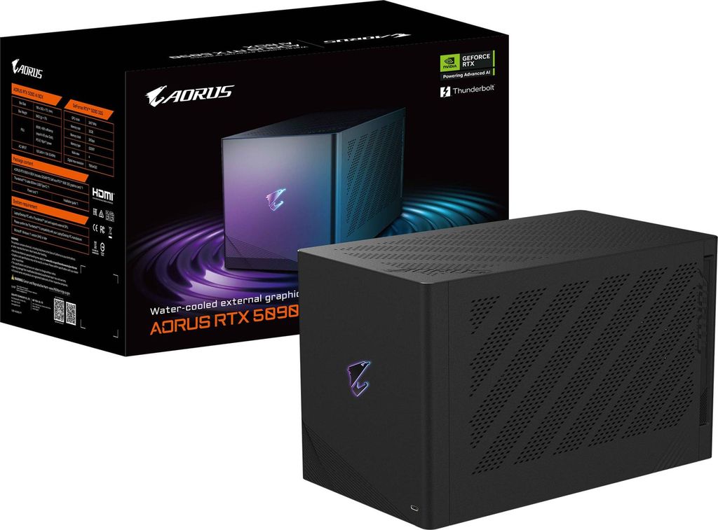 GIGABYTE AORUS RTX 5090 AI BOX, Czarny, 1 szt., NVIDIA, Zdjęcie produktu 