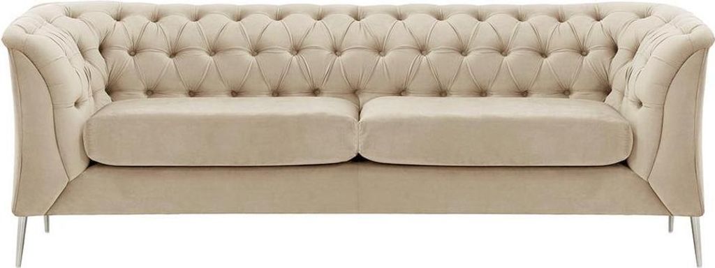 2,5-Sitzer Sofa Chesterfield Modern aus medizinischem Schaumstoff-Velluto 2-verchromtes Metall