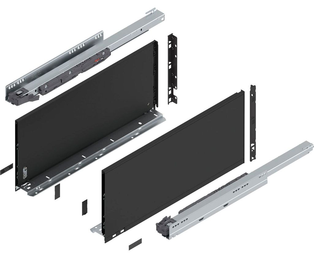 Blum Legrabox pure H F Schubladenschienen Set | 1 Paar, 40kg 550mm | Tip On Vollauszug, carbonschwarz