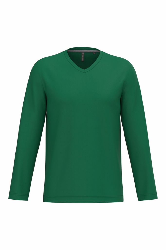 Kariban Mens long-sleeved V-neck T-shirt