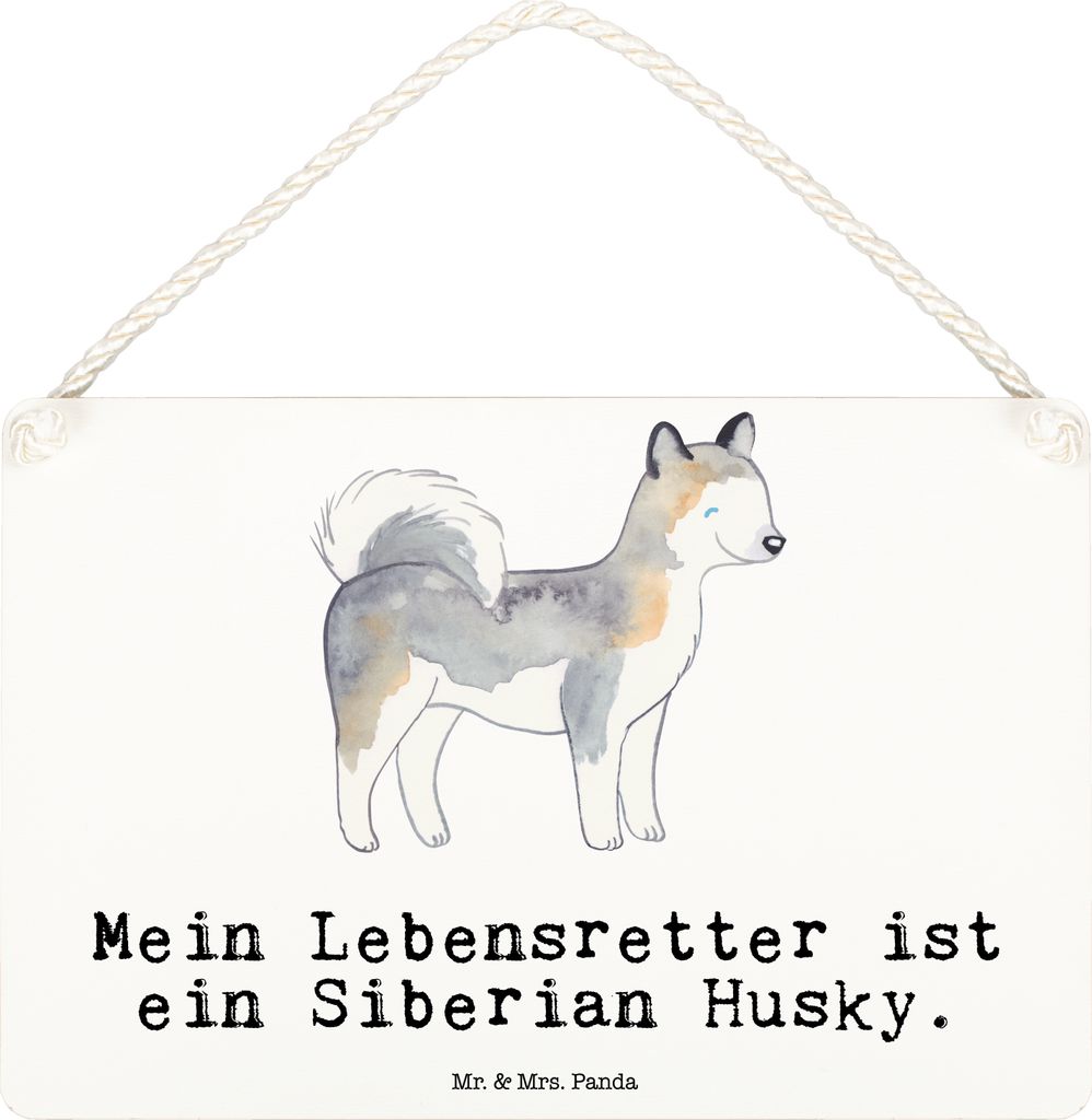 Mr. & Mrs. Panda Schild Siberian Husky Lebensretter DIN A6 - Weiß - Geschenk, Holzschild, holzbild, Türschild, wandtafel, kleine aufmerksamkeit