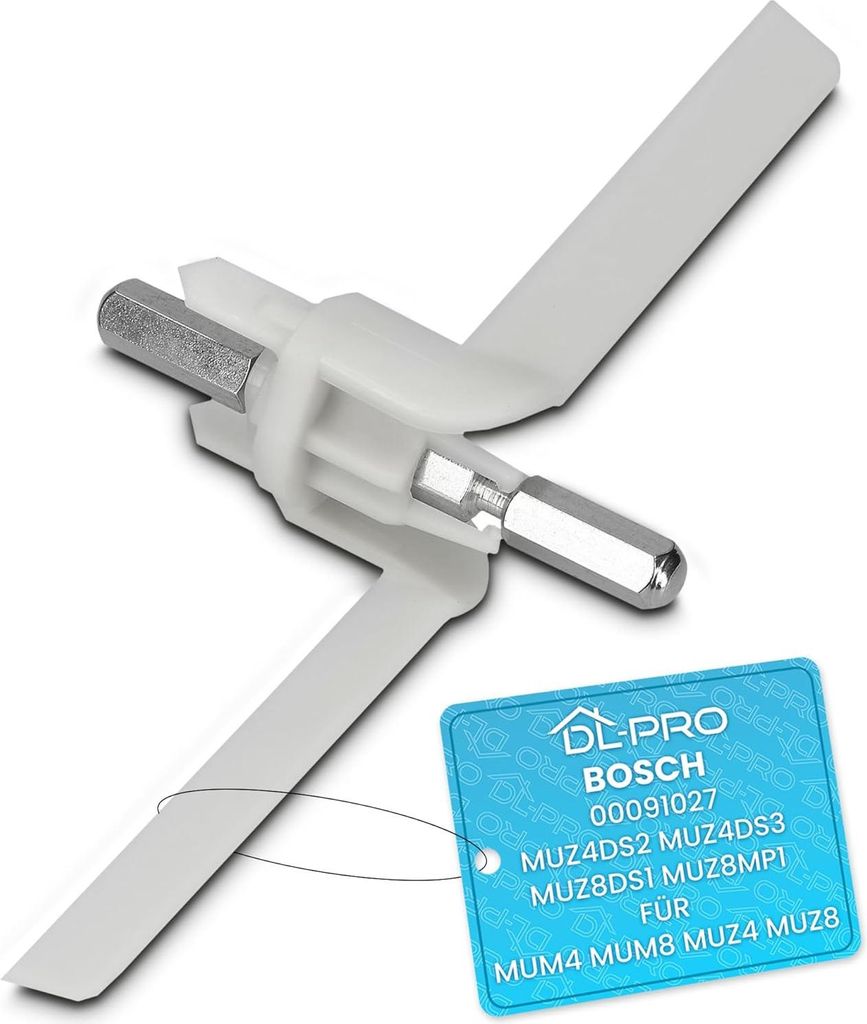 DL-pro Mitnehmer für Bosch 00091027 091027 MUM4 MUZ4 Küchenmaschine Flügel Achse Antrieb mit 175mm Spannweite MUZ4DS1 MUZ4DS2 MUZ4DS3 MUM4523 MU...