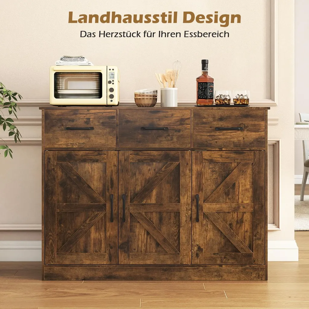 Meuble Bas de Cuisine pour Micro-Ondes et Vaisselle Buffet Pratique