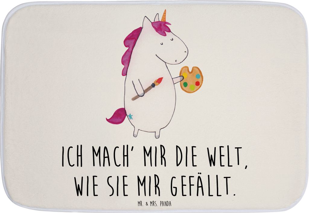 Mr. & Mrs. Panda Badteppich Einhorn Künstler - Weiß - Geschenk, Welt, Duschvorleger, Unicorn, Teppich Fürs Bad, Badezimmerteppich, Badvorleger, ...