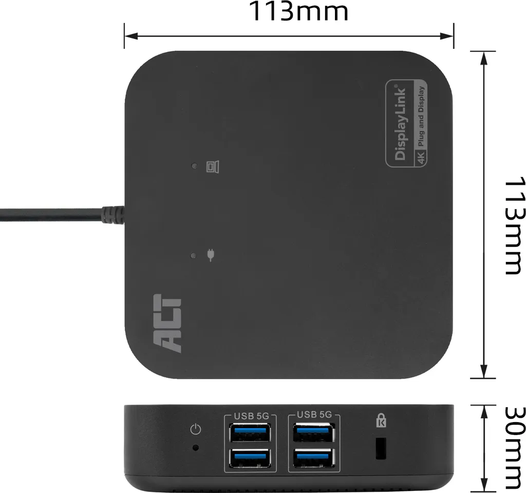 Station USB-C DisplayLink 4K AC7150 Double HDMI - Design Ultra Compact